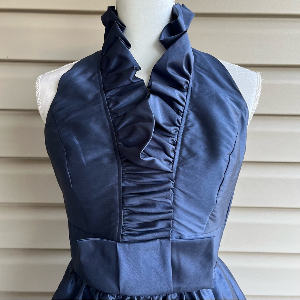 •Alfred Sung• Midnight Blue Ruffle Halter Event Dress - Size 4 - Picture 4 of 9